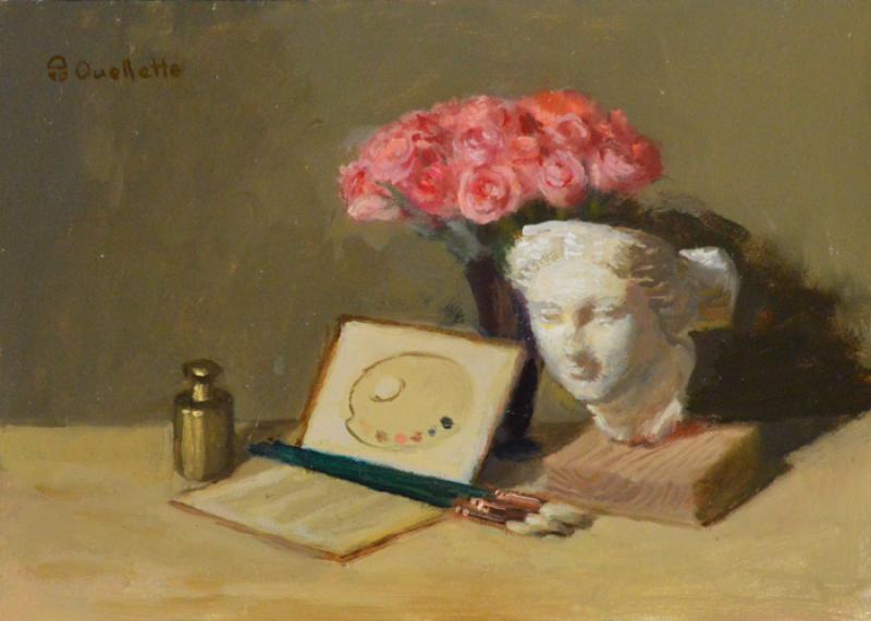 Attributes of the Arts, oil on panel, 5 x 7 inches, $1,500 