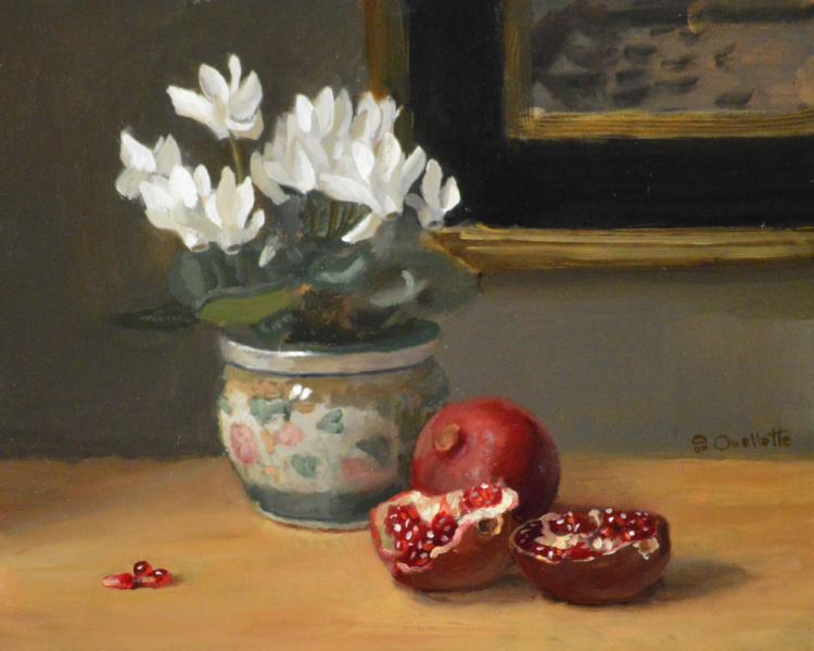 Cyclamen  Pomegranates, oil on panel, 8 x 10 inches   SOLD 