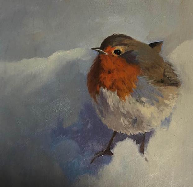 Snow Bird II, oil on canvas, 8 x 8 inches   SOLD 
