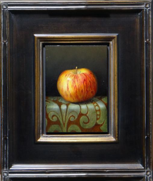 Apple on Table Cloth, oil on linen panel, 7 x 5 inches   SOLD 