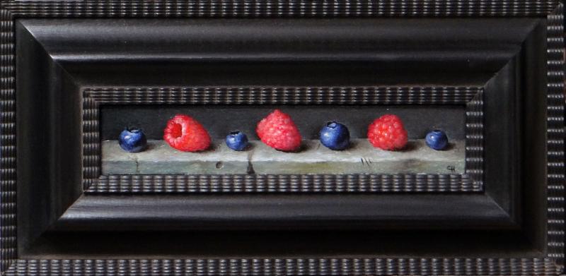 Raspberries & Blueberries, oil on linen panel, 1.5 x 8 inches   SOLD 