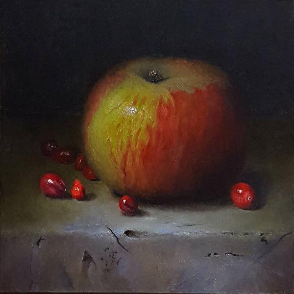 Cranapple, oil on panel, 6 x 6 inches   SOLD 