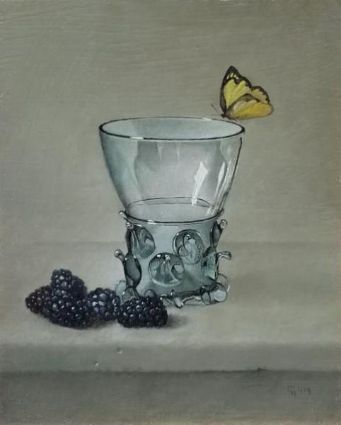 Berkemeyer, Blackberries and Butterfly, oil on panel, 10 x 8 inches   SOLD 