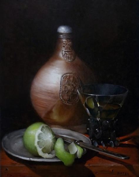 Berkemeyer, Bartmann and Lime, oil on panel, 14 x 11 inches, $2,000 