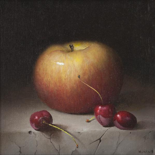 Apples with Cherries, oil on panel, 7 x 7 inches   SOLD 