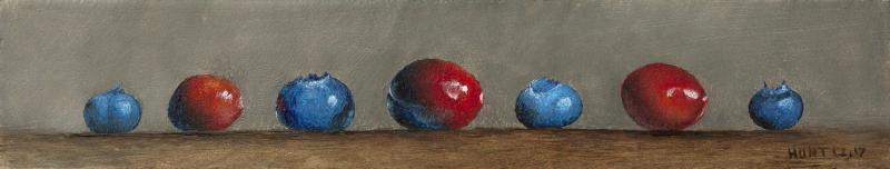 Crans and Blues, oil on panel, 2 x 9 inches   SOLD 