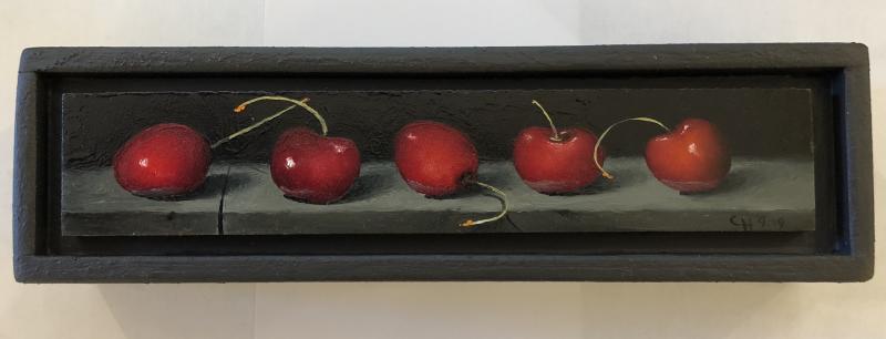 Dueling Cherries, oil on panel, 1.5 x 8 inches   SOLD 