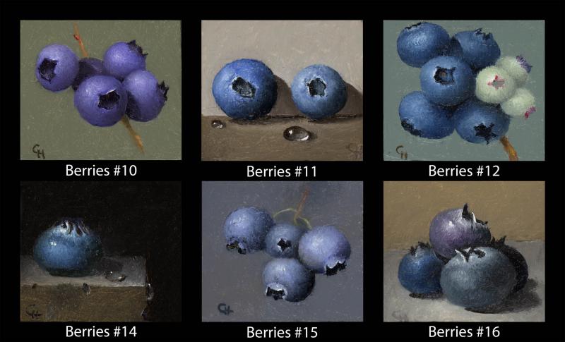 Berries (#10 to #16), oil on panel, 1.5 x 1.75 inches   SOLD 