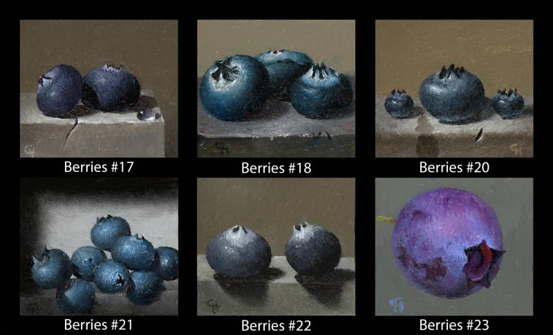 Berries (#17 to #23), oil on panel, 1.5 x 1.75 inches   SOLD 