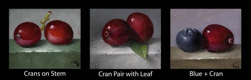 Cranberries (sold individually) , oil on panel, 1.5 x 1.75 inches   SOLD 