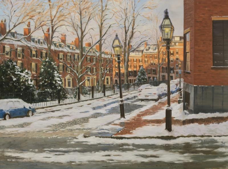 Louisburg Square in Winter, oil on canvas, 30 x 40 inches   SOLD 