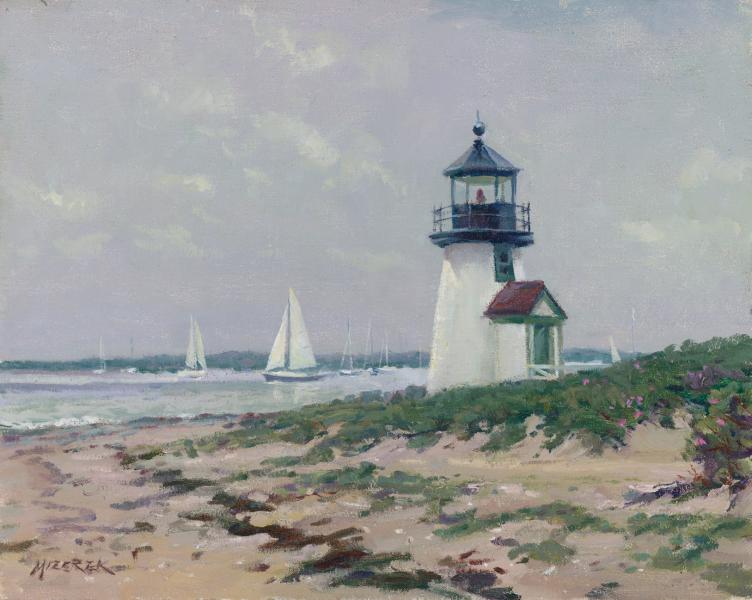 Morning Haze at Brant Light, oil on panel, 11 x 14 inches, $2,000 