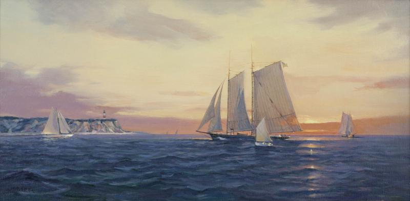 Sailing By Sankaty, oil on canvas, 12 x 24 inches, $3,200 