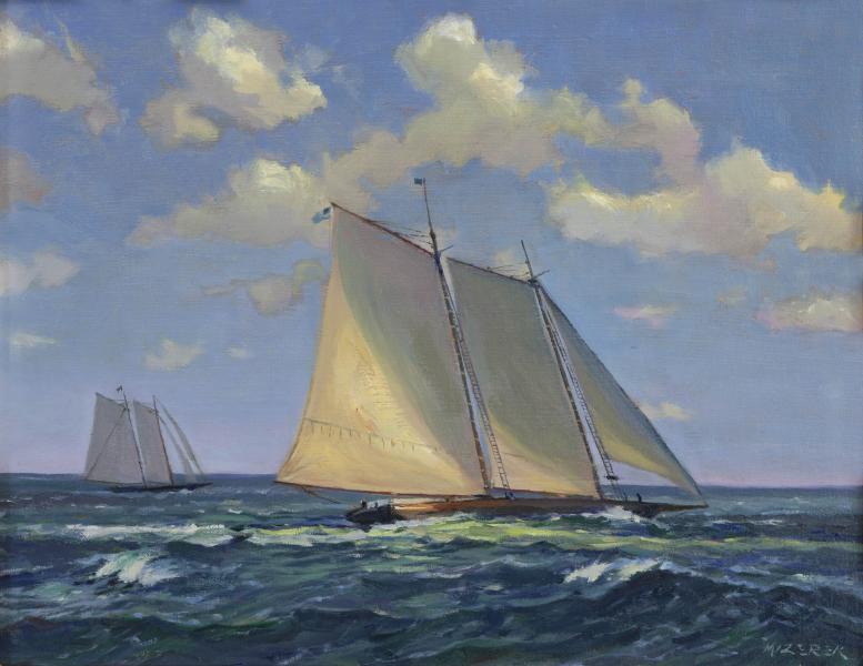 Schooners Offshore, oil on canvas, 11 x 14 inches, $2,000 