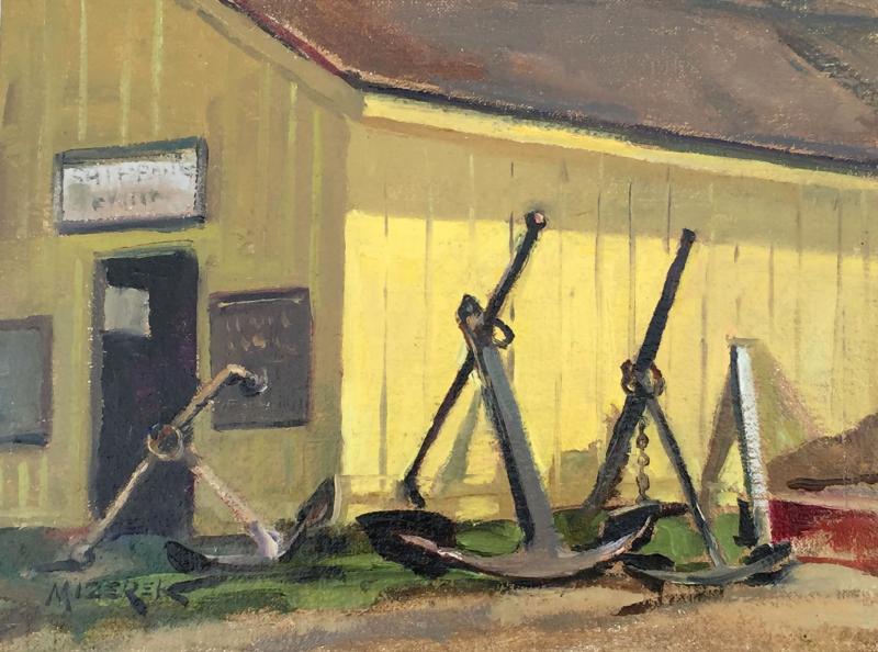 Three Anchors, oil on panel , 6 x 8 inches, $800 