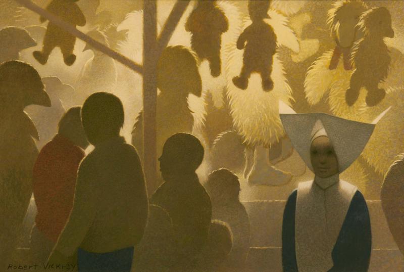 Big Bird Booth, egg tempera, 13 x 19 inches, $Please Inquire 