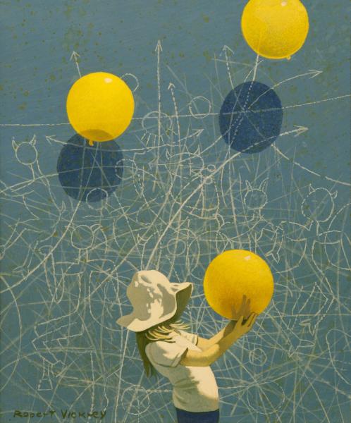 Picasso and Balloons, egg tempera, 12 x 10 inches   SOLD 