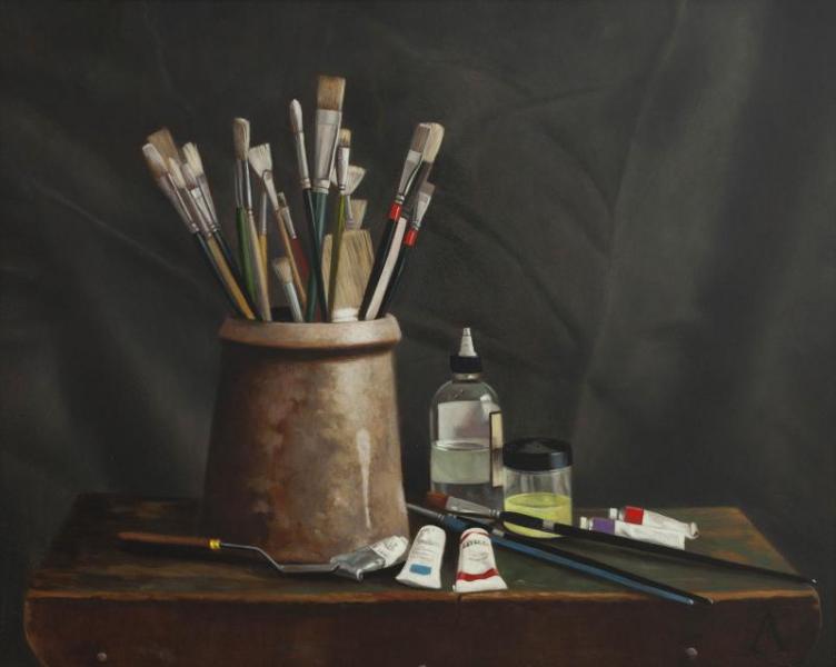 Artist's Tools, oil on panel, 16 x 20 inches, $3,200 