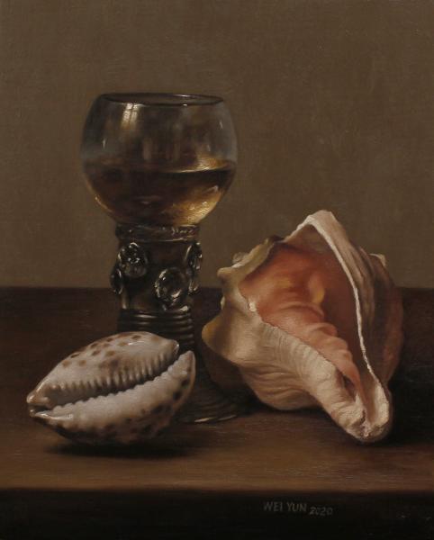 Two Shells, oil on panel, 10 x 8 inches, $900 