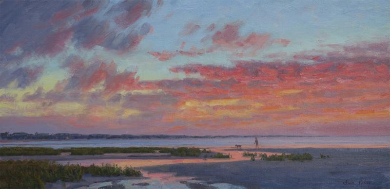 Bayside Sunset, oil on linen, 12 x 24 inches   SOLD 