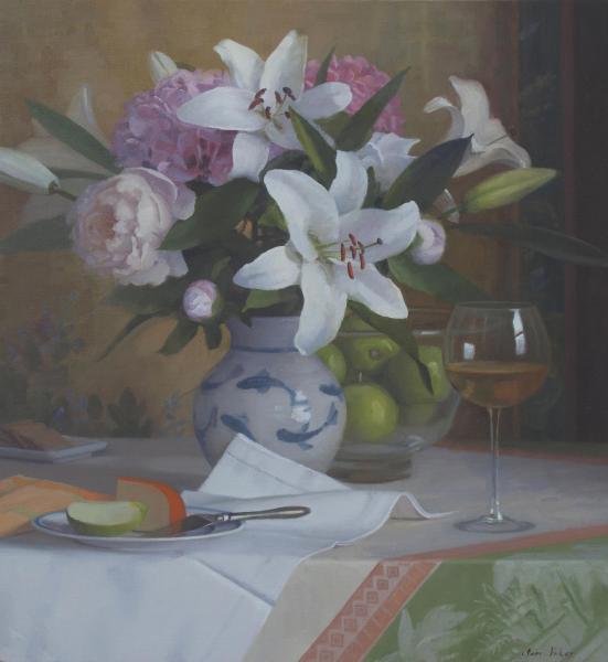 Summer Flowers, oil on linen, 24 x 22 inches, $5,800 