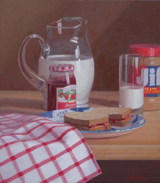 PB&J with Milk, oil on linen, 16 x 14 inches   SOLD 