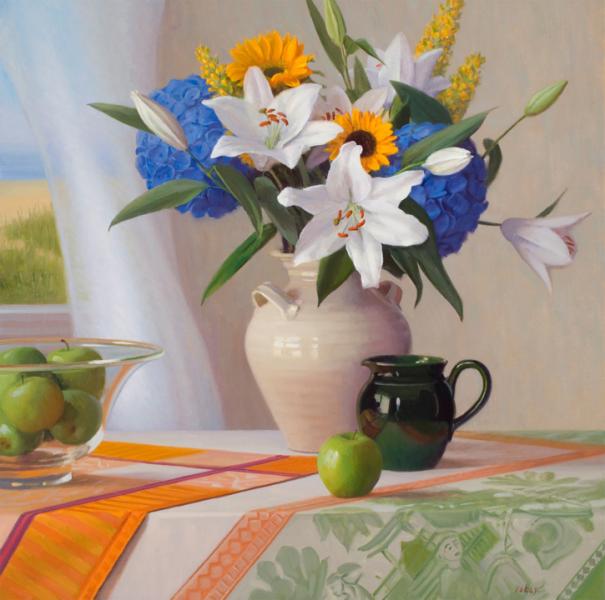 Summer Still Life, oil on linen, 28 x 28 inches   SOLD 