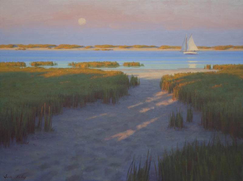 Sundown, Yellow Moon, oil on linen, 18 x 24 inches   SOLD 