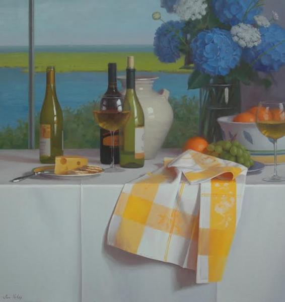 Table with a View, oil on linen, 32 x 30 inches   SOLD 