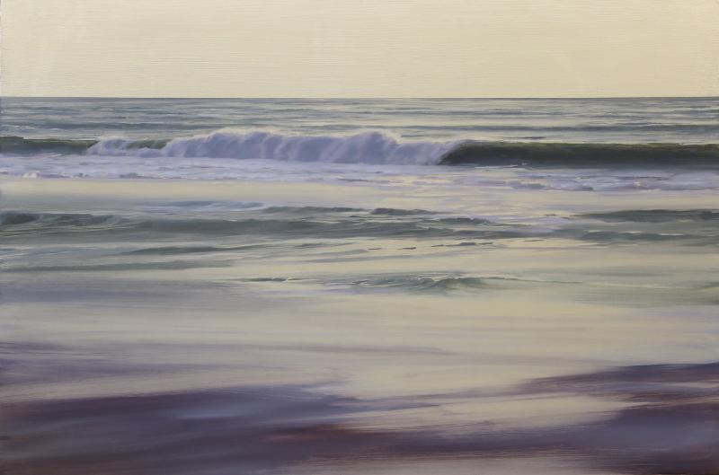 Beginning to Dawn, oil on white gold leaf on panel, 24 x 36 inches   SOLD 