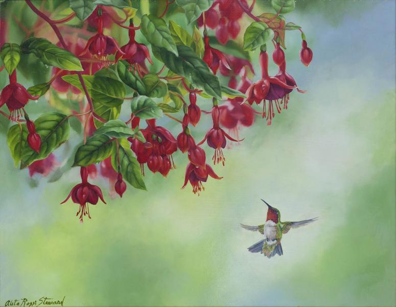 Raining Fuchsia, oil on panel, 14 x 18 inches, $3,600 