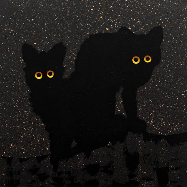 Fox Pups at Night, Acrylic on Canvas, 30 x 30 inches, $2,900 