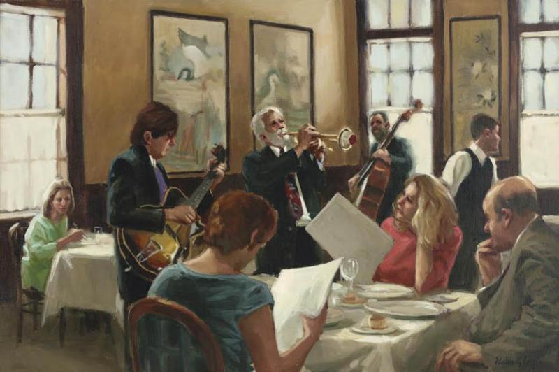 Brunch in the Big Easy, oil on linen, 20 x 30 inches, $7,500 