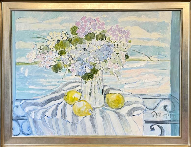 Hydrangeas and Green Pears, oil on canvas, 30 x 40 inches , $9,500 
