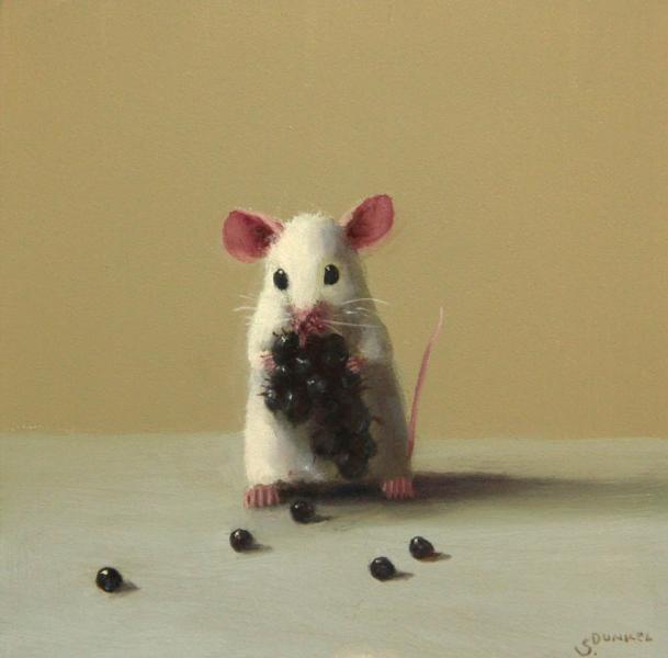 Berry Chaos, oil on panel, 5 x 5 inches, $800 