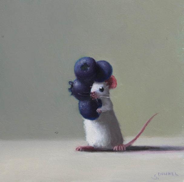 Blueberry Hunter, oil on panel, 5 x 5 inches, $800 