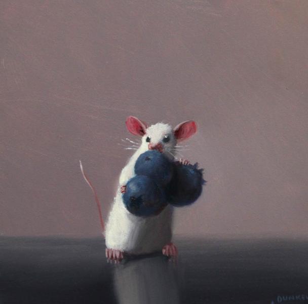 Blueberry Lunch, oil on panel, 5 x 5 inches, $700 