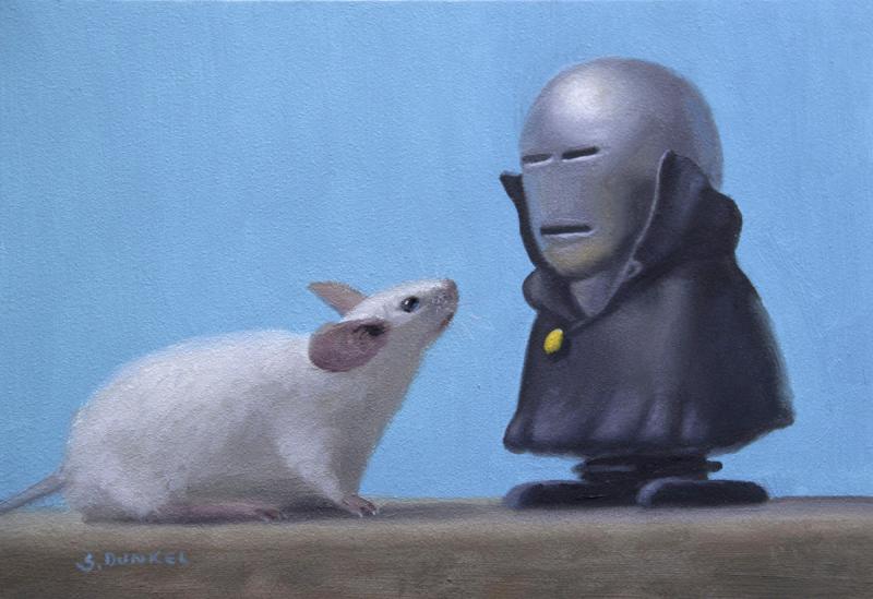Confrontation, oil on panel, 5 x 7 inches, $800 