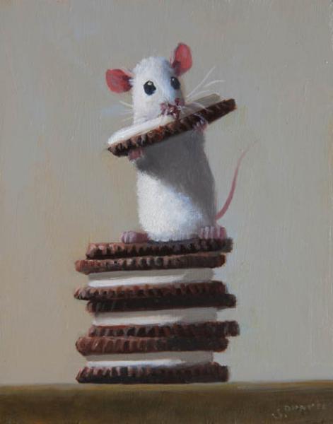 Cookie Feast, oil on panel, 5 x 4 inches, $700 