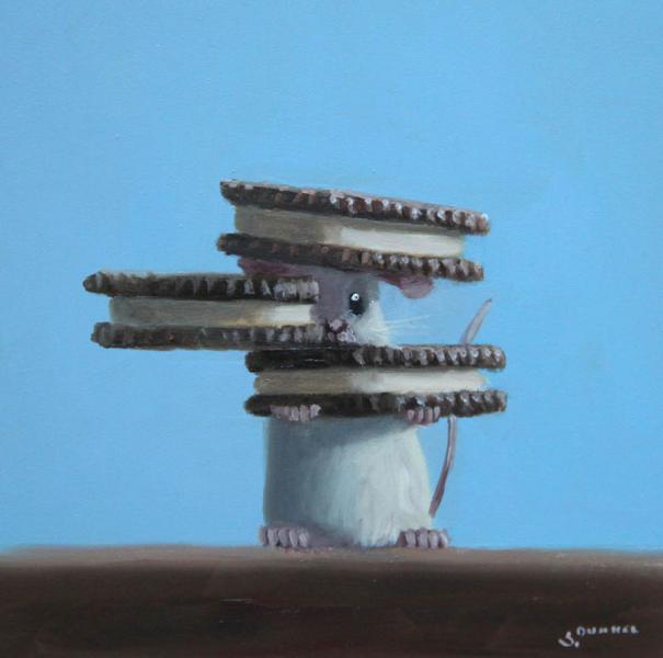 Cookie Mover, oil on panel, 5 x 5 inches   SOLD 