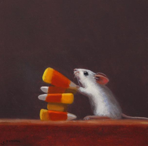 Corn Thief, oil on panel, 4 x 5 inches   SOLD 