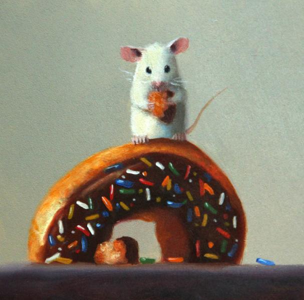 Donut Lunch, oil on panel, 5 x 5 inches   SOLD 