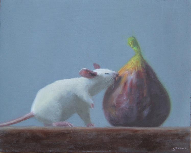 Fig Lover, oil on panel, 4 x 5 inches   SOLD 