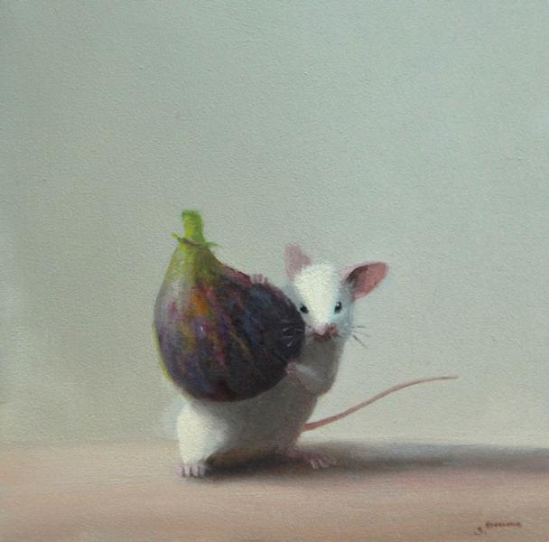 Fig Lover, oil on panel, 5 x 5 inches   SOLD 