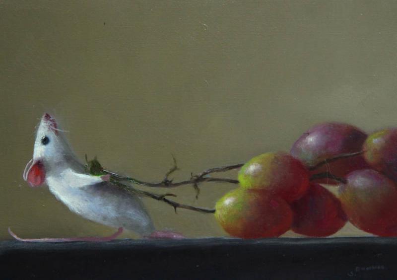 Finding Grapes, oil on panel, 5 x 7 inches, $800 