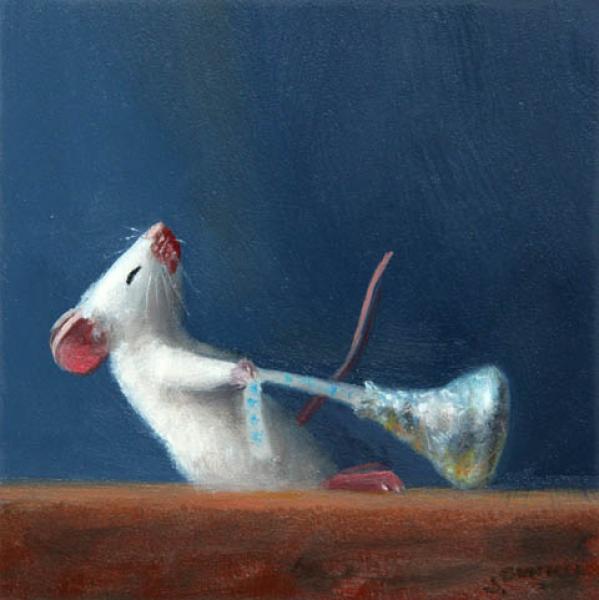 Grabbing a Kiss, oil on panel, 5 x 5 inches, $800 
