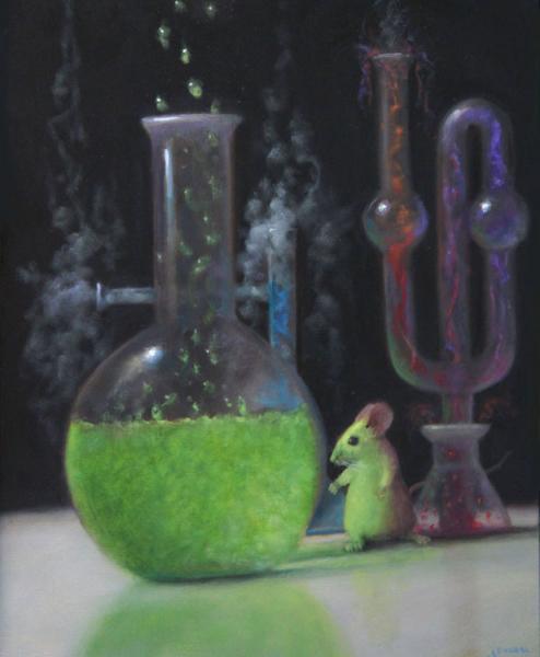 In the Lab, oil on panel, 10 x 8 inches, $2,000 