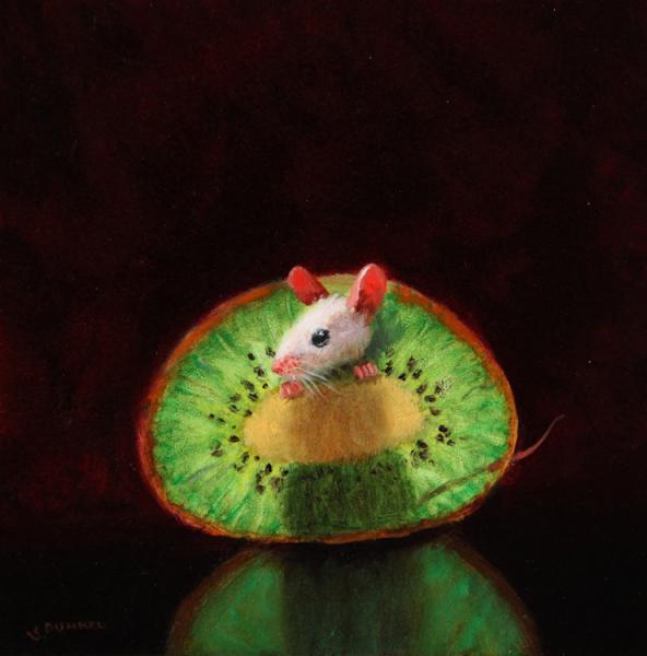 Kiwi Hunter, oil on panel, 5 x 5 inches   SOLD 
