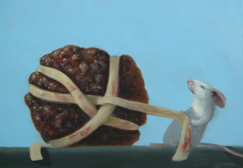 Linguini Leash, oil on panel, 5 x 7 inches, $800 