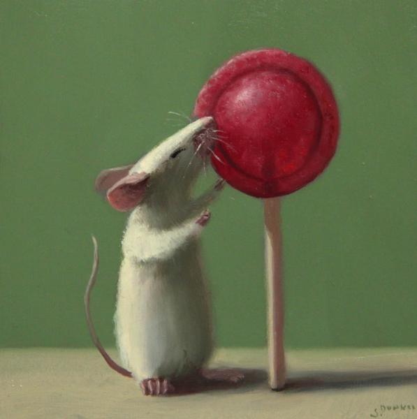 Loving Lolly, oil on panel, 5 x 5 inches, $700 